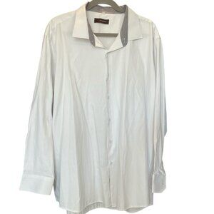 Vitarelli White Dress Shirt w/ Gingham Contrast Collar & Cuffs | 19.5 / 34-35 |